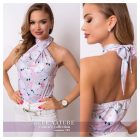 Blue Nature Dayan csavart nyakú ujjatlan felső rózsaszín mintás