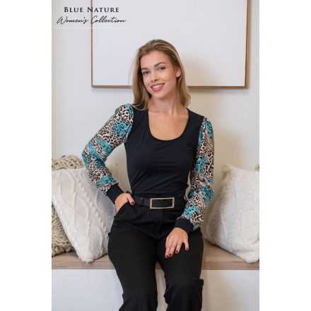 Blue Nature Luna felső zöld mintás ujjal