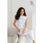 Blue Nature Nayra hátul megkötős felső fehér-kék mintás