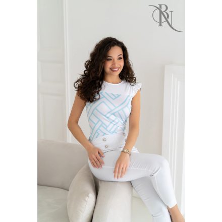 Blue Nature Nayra hátul megkötős felső fehér-kék mintás
