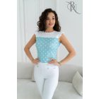 Blue Nature Nayra hátul megkötős felső menta-fehér pöttyös