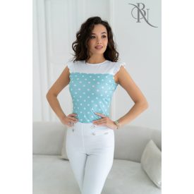   Blue Nature Nayra hátul megkötős felső menta-fehér pöttyös