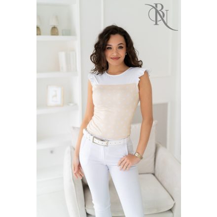 Blue Nature Nayra hátul megkötős felső vanília-fehér pöttyös