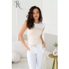 Blue Nature Nayra hátul megkötős felső vanília-fehér pöttyös