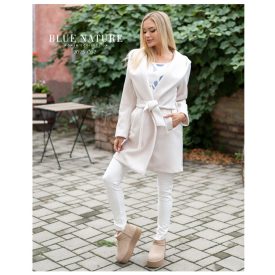   Blue Nature Niara kapucnis megkötős szövetkabát egyméretes világos bézs