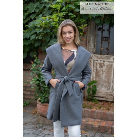   Blue Nature Niara kapucnis megkötős szövetkabát egyméretes szürke