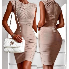 Elegáns bandázs ruha drapp