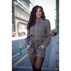 La Pierre Aneka cipzáras kabátka kockás egyméretes