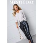 Mystic Day bőrhatású nadrág fekete