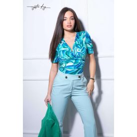 Mystic Day Doroti felső kék-zöld mintás