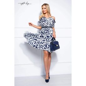 Mystic Day Frézia ruha kék-fehér mintás