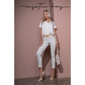 Mystic Day Gerda 7/8-os nadrág fehér bézs csíkkal