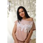 Mirage elől neccbetétes laza felső drapp