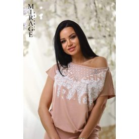 Mirage elől neccbetétes laza felső drapp