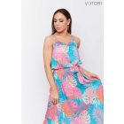 Viktori hátul keresztpántos maxi ruha mintás