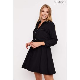 Viktori derékban húzott ingruha fekete