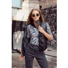 Viktori műbőr vastag mellény fekete