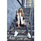 Viktori műbőr vastag mellény bézs